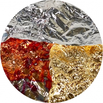 Blattmetall Flakes in Silber-Gold-Rot Geflammt 200ml